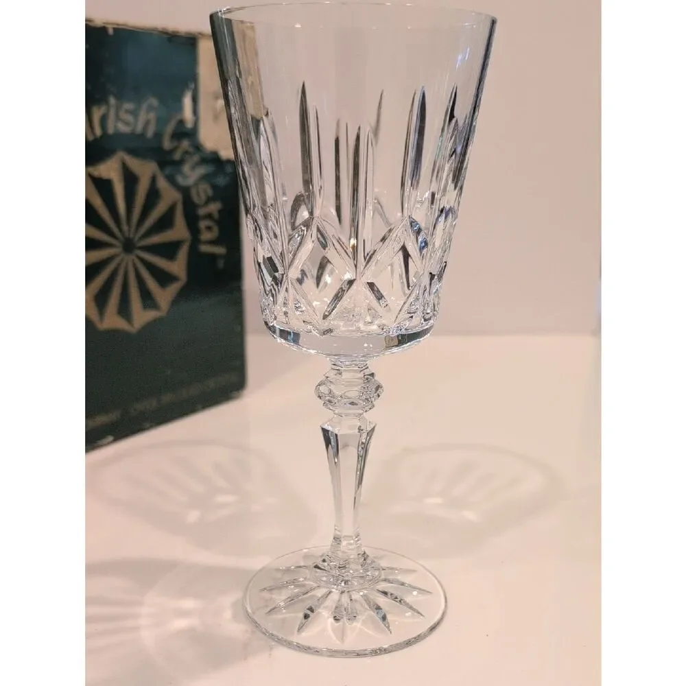 Vintage 1982 Galway Irish Crystal Wine Goblets Set of 4 Baldmore Pattern